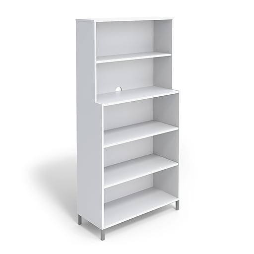 5 Shelf 72 H Laminate Bookcase White, Mayview Five Shelf Standard Bookcase White Gloss