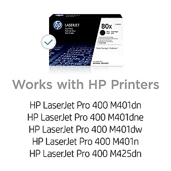 HP 80X Black High Yield Toner Cartridge, 2/Pack (CF280XD)