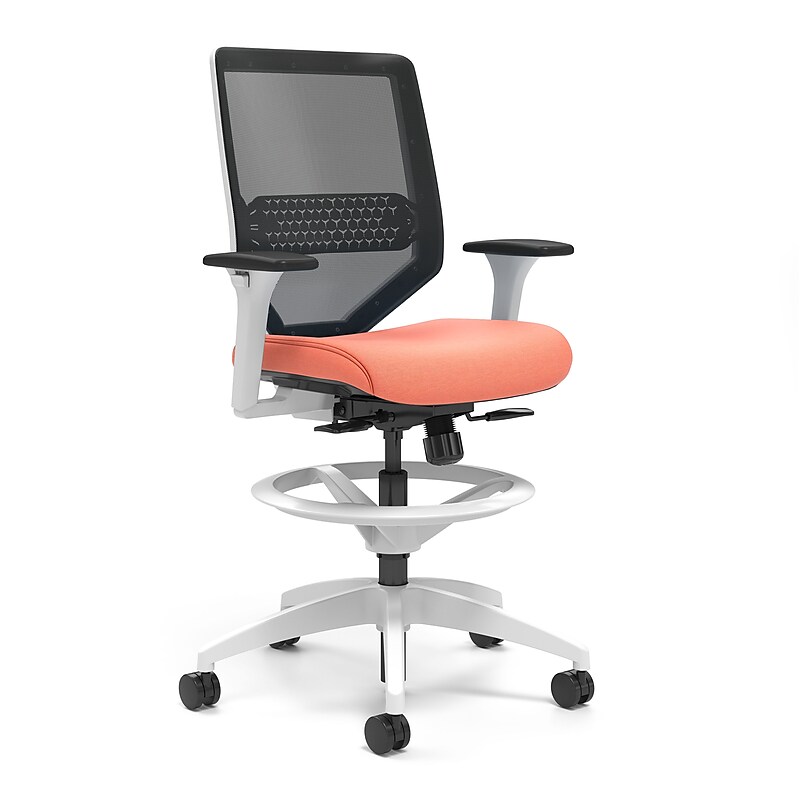 Union & Scale™ Lewis Mesh Back Computer and Desk Stool, Tool-Less Assembly, Salmon (UN55657-CC) image 1