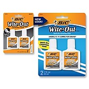 BIC Wite-Out Quick Dry Correction Fluid, White, 2/Pack (WOFQDP24-A-WHI)