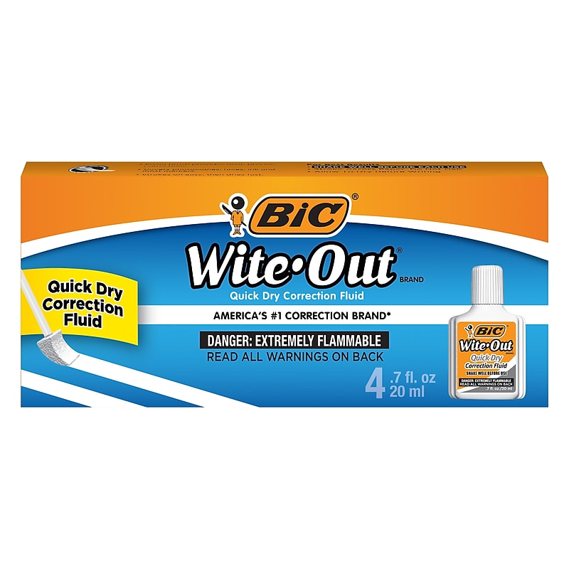 BIC Correction Fluid, 20 ml., White, 4/Pack (WOFQD418-A-WHI) image 1