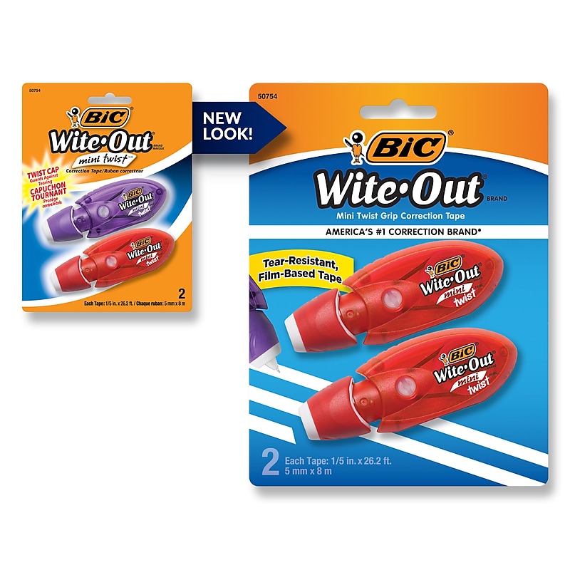 BIC Wite-Out Mini Correction Tape, White, 2/Pack (50754) image 1