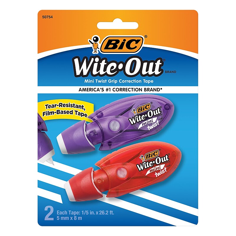 BIC Wite-Out Mini Correction Tape, White, 2/Pack (50754) image 1