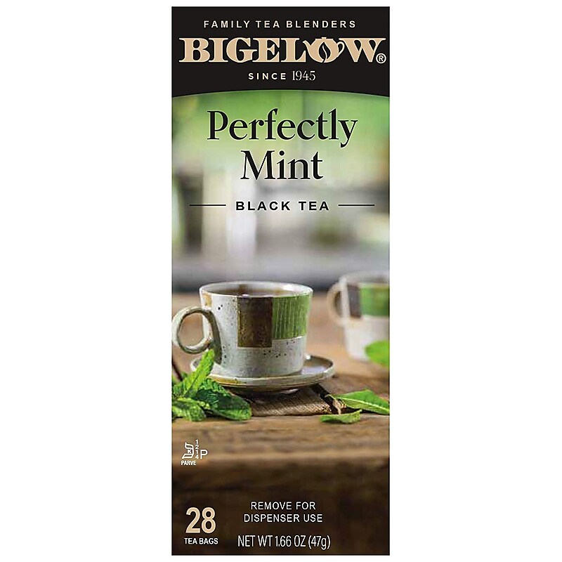 Bigelow® Perfectly Mint®, Mint Flavored Black Tea, 28 Tea Bags/Box (RCB003441) image 1