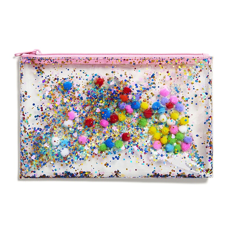 Pep Rally Clear Glitter Zipper Pencil Pouch, Each (58949) image 1