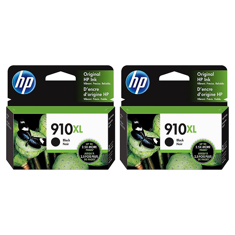 HP 910XL Black High Yield Ink Cartridges, 2/Pack (3YL65AN-VB) image 1