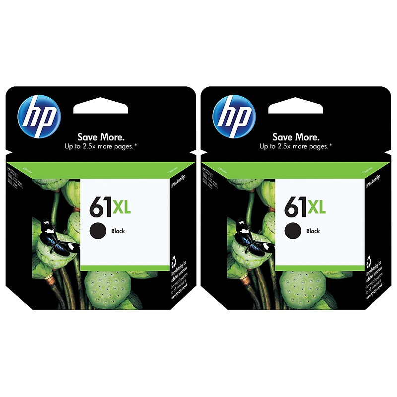 HP 61XL Black High Yield Ink Cartridges, 2/Pack (CH563WN-VB) image 1