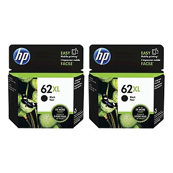 HP 62XL Black High Yield Ink Cartridges, 2/Pack (C2P05AN-VB), print up to 400 pages