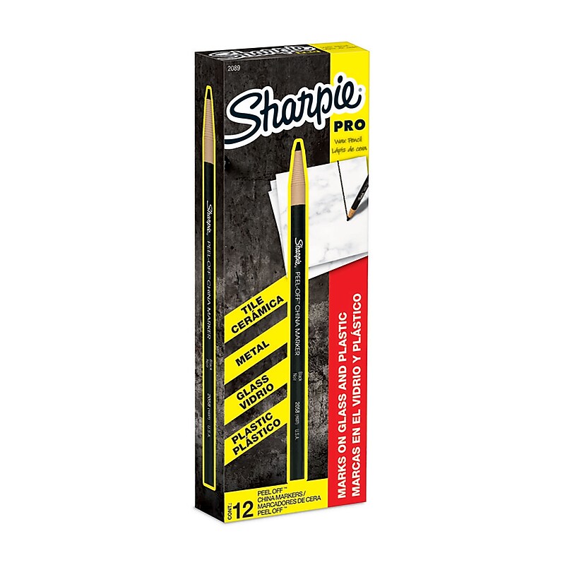 Sharpie Peel-Off China Marker, Black, Dozen (02089) image 1