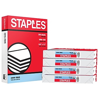 Staples 67 lb. Cover Stock Paper, 8.5" x 11", White, 250 Sheets/Pack (82991)