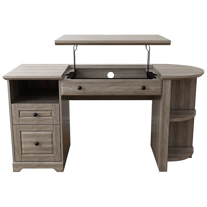 Homenations Lake Shore 6 30 H Adjustable Standing Desk Washed Gray SH OF 2602 Staples