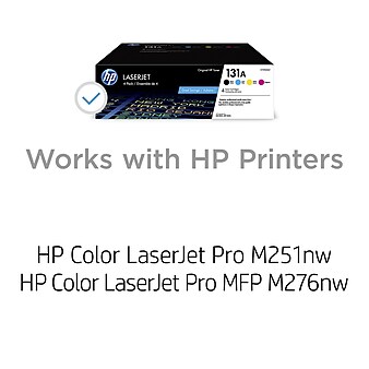 HP 131A Black/Cyan/Magenta/Yellow Standard Yield Toner Cartridge, 4/Pack (CF210AQ1)