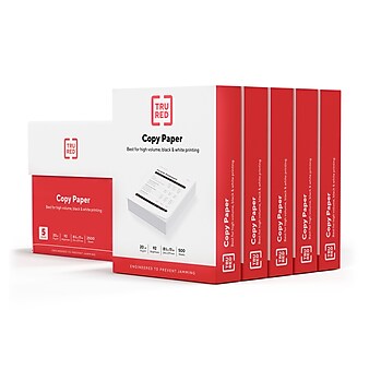 TRU RED™ 8.5" x 11" Copy Paper, 20 lbs., 92 Brightness, 500 Sheets/Ream, 5 Reams/Carton (TR56960)