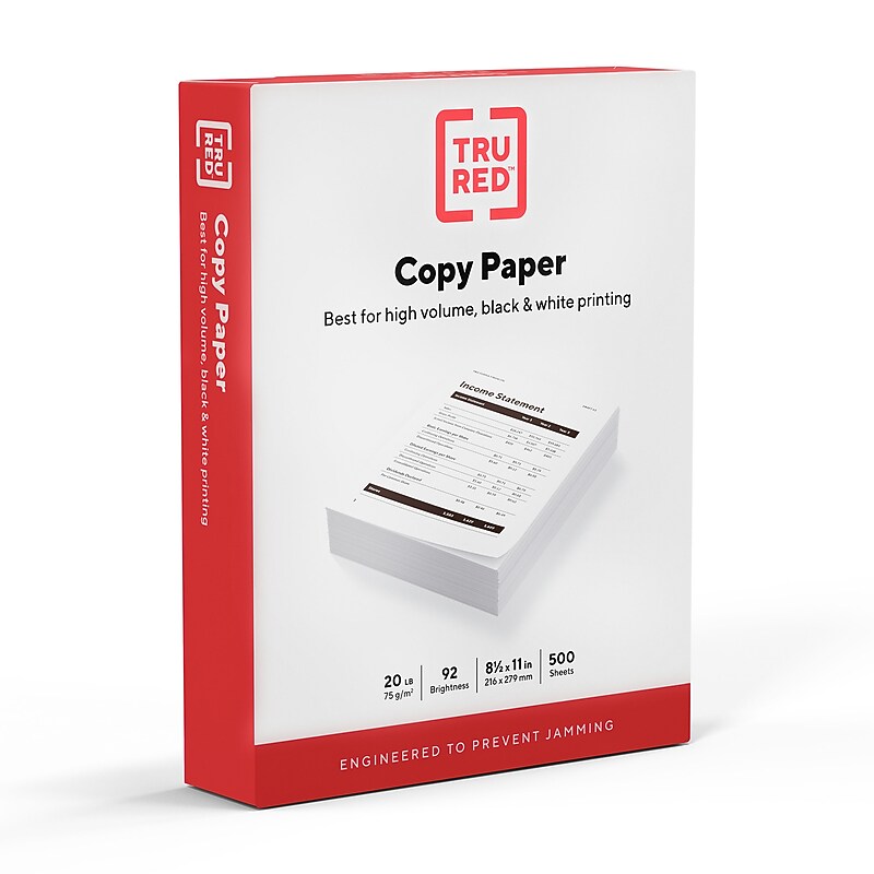 TRU RED™ 8.5" x 11" Copy Paper, 20 lbs., 92 Brightness, 500 Sheets/Ream (TR56957) image 1