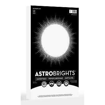 Astrobrights 65 lb. Cardstock Paper, 8.5" x 14", Astro White, 125 Sheets/Pack (91670-01)