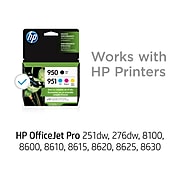 HP 950/951 Black/Cyan/Magenta/Yellow Standard Yield Ink Cartridge, 4/Pack (X4E06AN#140)