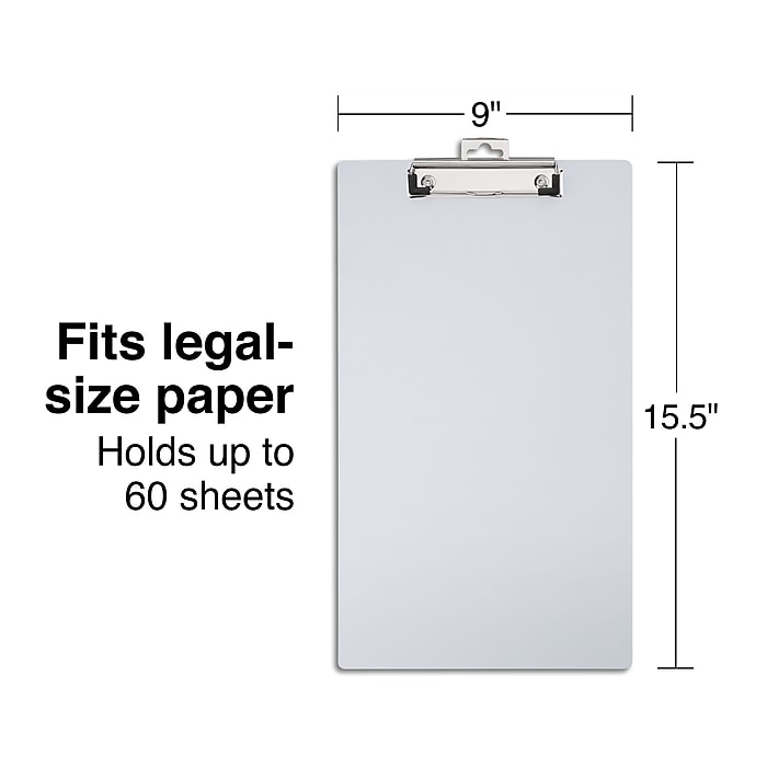 Staples Aluminum Clipboard, Legal Size, Silver (28524) | Staples