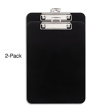 Staples Plastic Clipboards, Letter Size, Black, 2/Pack (10530)