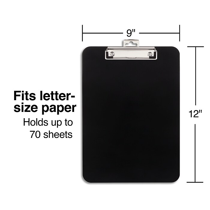 Staples® Plastic Clipboard, Letter Size, Black, 2/Pack (ST10530-CC