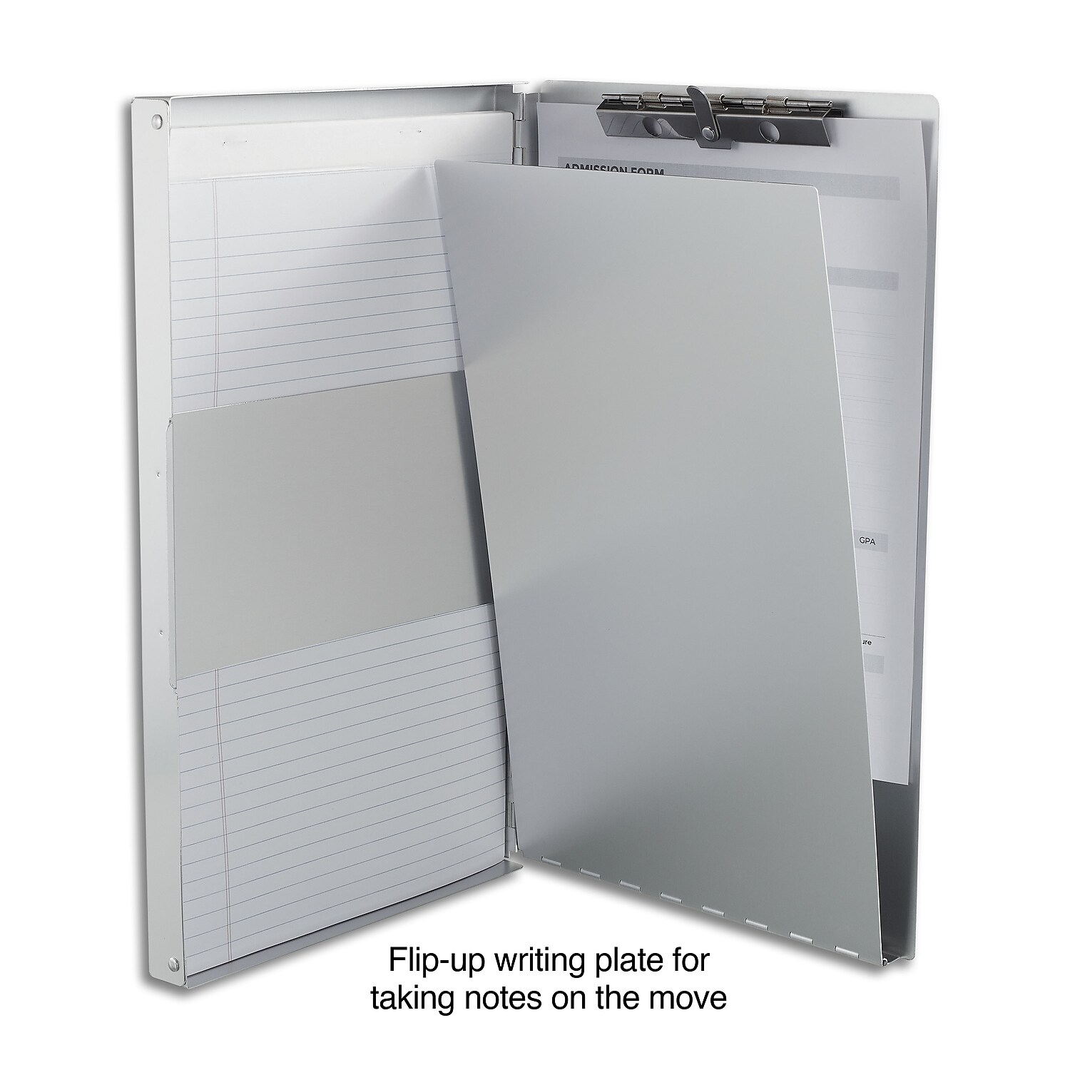Staples Aluminum Side Loading Clipboard with Storage Legal Size Silver