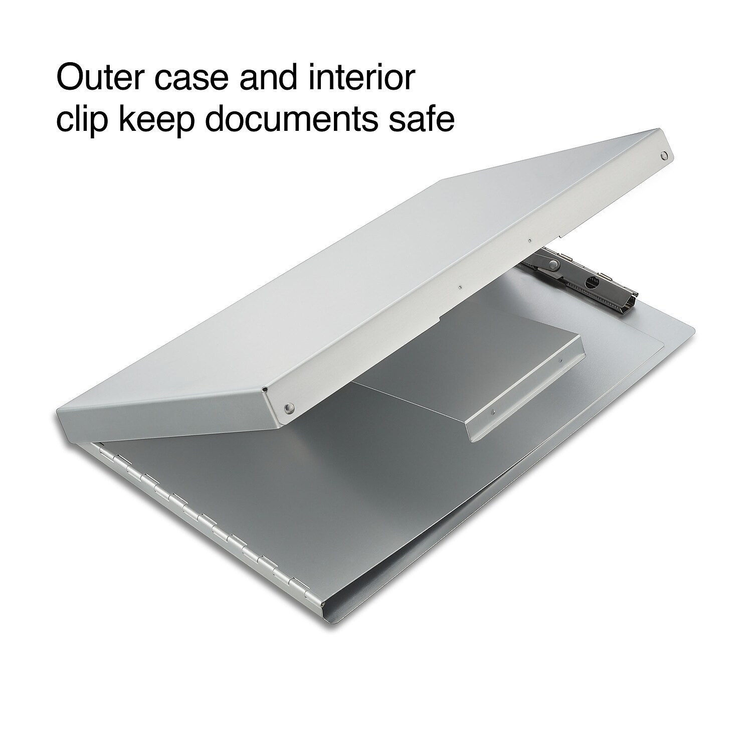Staples Aluminum Side Loading Clipboard with Storage Legal Size Silver