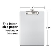 Staples Aluminum Clipboard, Letter Size, Silver (28530)