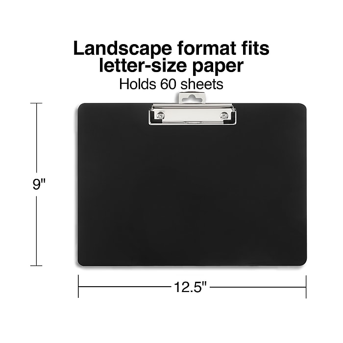 Plastic Landscape Clipboard, Letter Size, Black (28526) | Staples