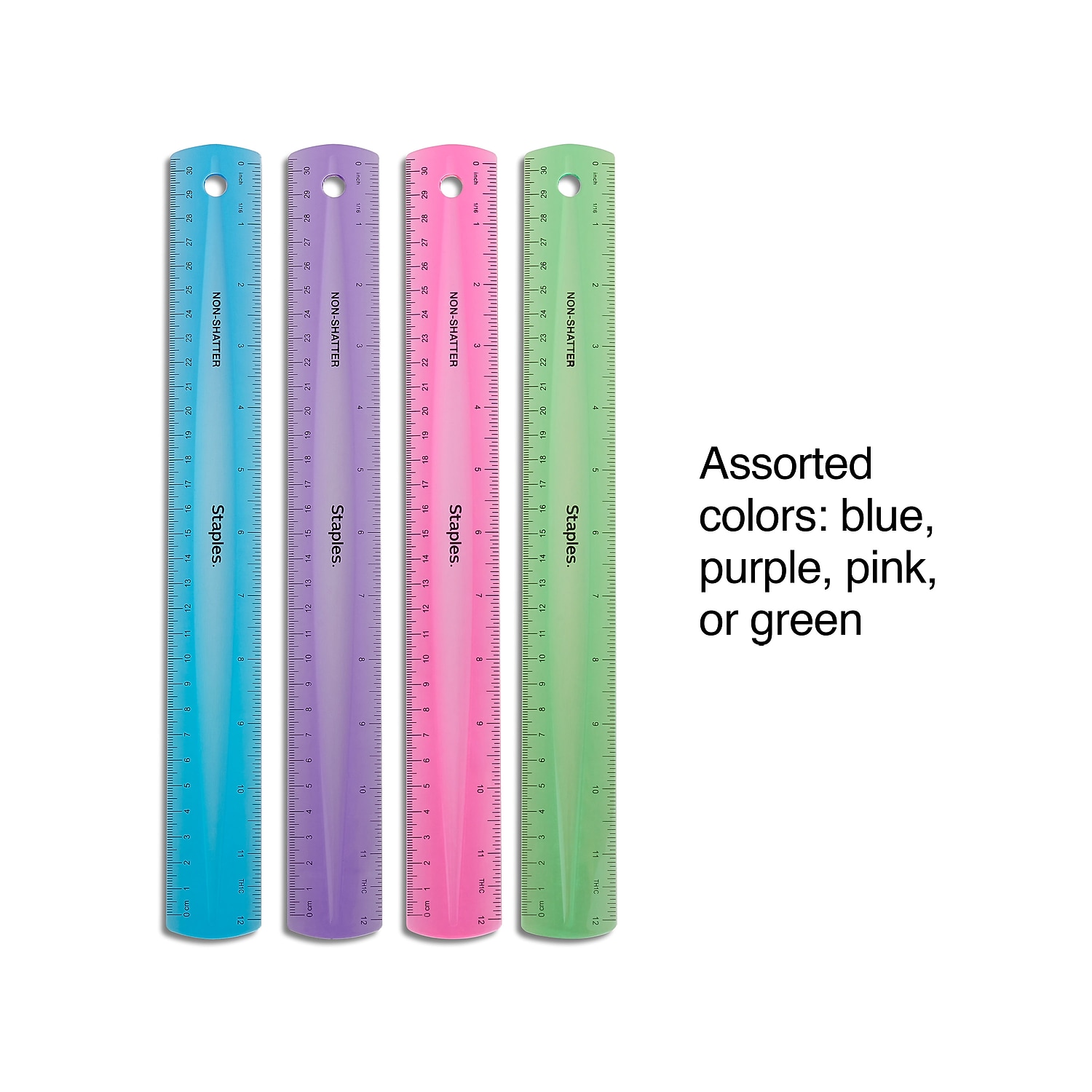 Staples 12" Shatterproof Ruler Assorted Translucent Colors (51883) - Bild 3 von 6