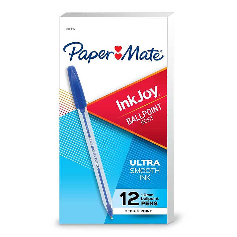 Paper Mate InkJoy 50ST Ballpoint Pen, Medium Point, Blue Ink, Dozen (2013155) image 1