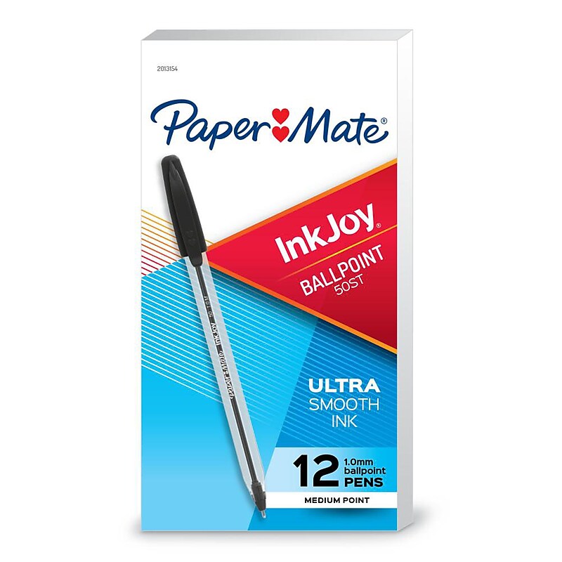Paper Mate InkJoy 50ST Ballpoint Pen, Medium Point, Black Ink, Dozen (2013154) image 1