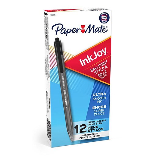 Papermate Inkjoy 100 Capped Ballpoint Pen - Medium - Black (Blister of 4), 1956714