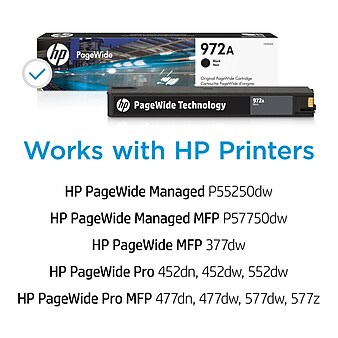 HP 972A Black Standard Yield Ink Cartridge (F6T80AN), print up to 3500 pages