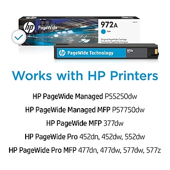 HP 972A Cyan Standard Yield Ink Cartridge (L0R86AN), print up to 3000 pages