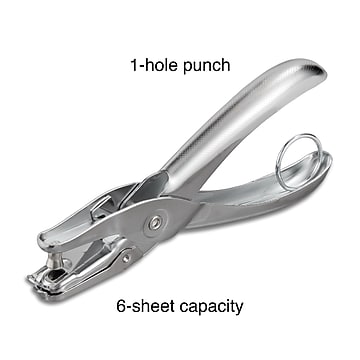 Staples 1-Hole Punch, 6 Sheet Capacity, Silver (10573-CC)