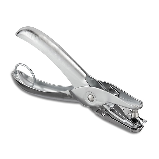 1 Hole Paper Punch with Catcher, Metal, Silver, 1 ct - Gerbes