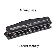 Staples Adjustable Punch, 10 Sheet Capacity, Black (24539-CC/10574)