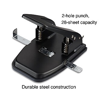 Staples 2-Hole Punch, 28 Sheet Capacity, Black (26637-CC)