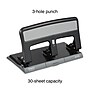 Staples One-Touch 3-Hole Punch, 30 Sheet Capacity, Black (26614)~#|#~s1208292_sc7
