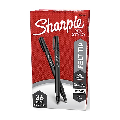 Sharpie Water-Resistant Stick Pen, Fine Point, Black Ink, 36/Pack (2083009)