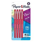 PaperMate Flair Felt Pen, Medium Point, Red Ink, 4/Pack (84244)
