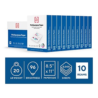 TRU RED™ 8.5" x 11" Multipurpose Paper, 20 lbs., 96 Brightness, 500 Sheets/Ream, 10 Reams/Carton (TR56962)