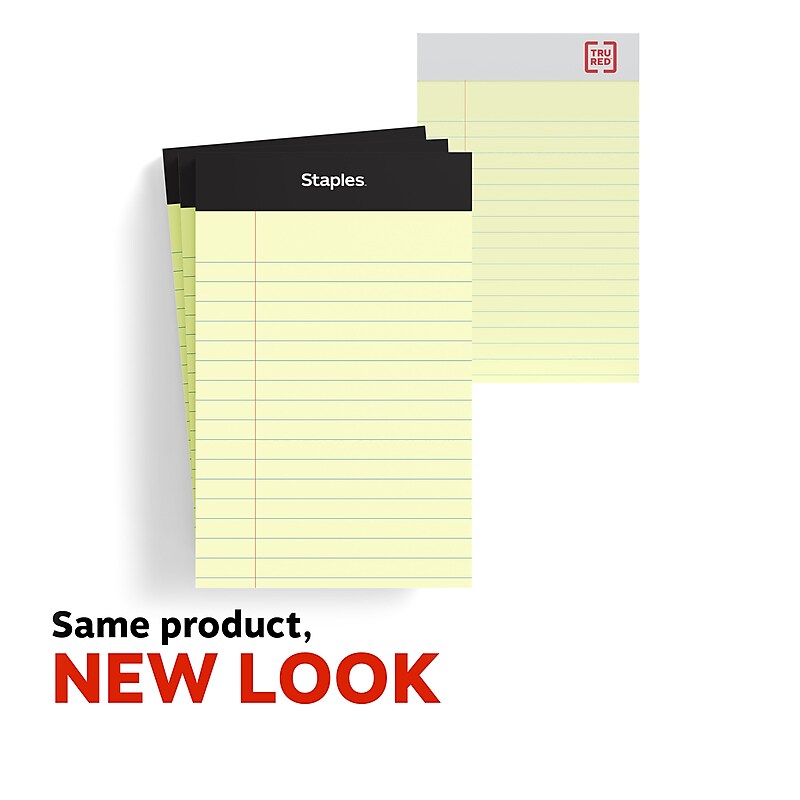 Staples® Mini Legal Notepad, 3" x 5", Narrow Ruled, Canary, 50 Sheets/Pad, 3/Pack (36312) image 1