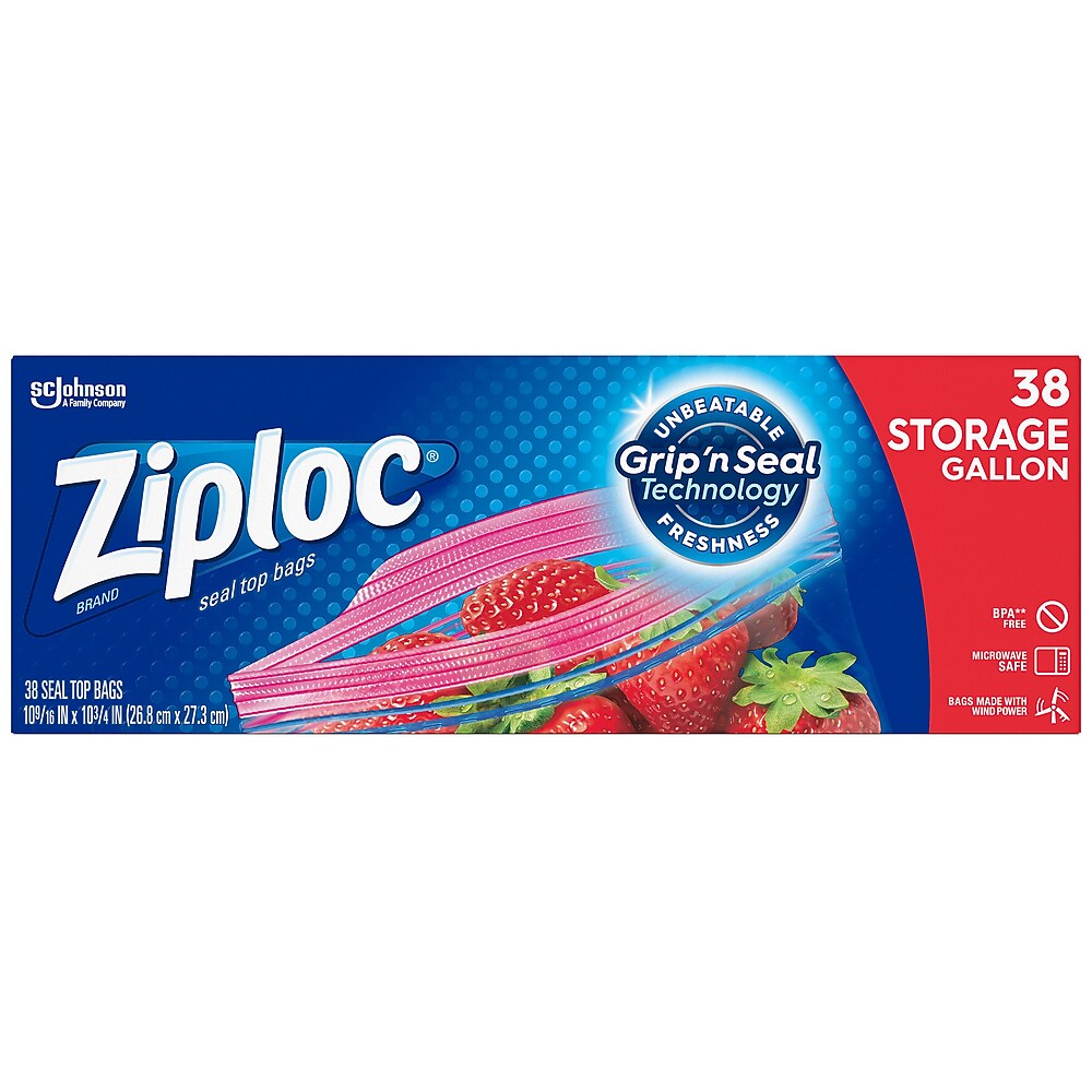 Ziploc® storage bags, gallon, 38/pk