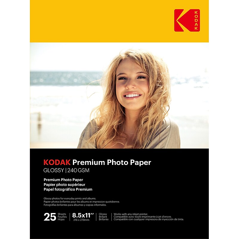 Kodak Premium Photo Paper Glossy Photo Paper, 8.5" x 11", 25 Sheets/Pack (41173) image 1