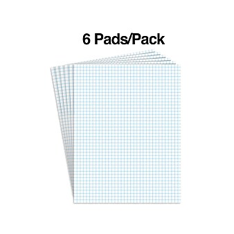 Staples® Notepads, 8.5" x 11", Graph Ruled, White, 50 Sheets/Pad, 6 Pads/Pack (ST57333)