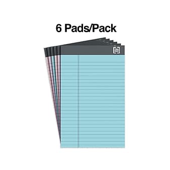 TRU RED™ Notepads, 5" x 8", Narrow Ruled, Pastels, 50 Sheets/Pad, 6 Pads/Pack (TR57356)