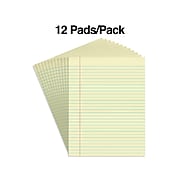 Staples Notepads, 8.5" x 11", Wide Ruled, Canary, 50 Sheets/Pad, Dozen Pads/Pack (ST57295)