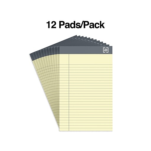 TRU RED™ Notepads, 5" x 8", Narrow Ruled, Canary, 50 Sheets/Pad, 12 Pads/Pack (TR57359) Staples