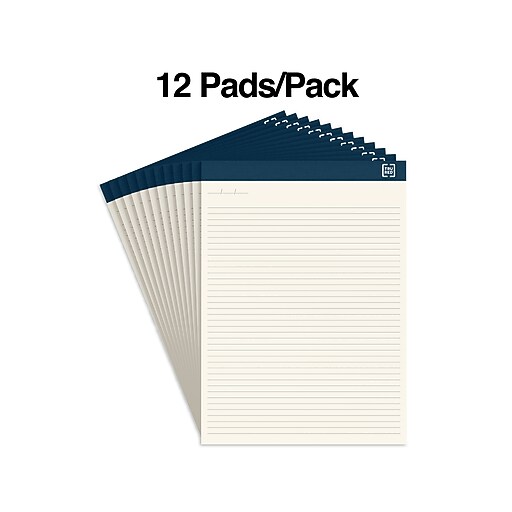 TRU RED™ Notepads, 8.5" x 11.75", Wide Ruled, Ivory, 50 Sheets/Pad, 12