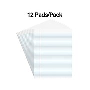 Staples Notepads, 8.5" x 11" (US letter), Narrow Ruled, White, 50 Sheets/Pad, Dozen Pads/Pack (ST57420)